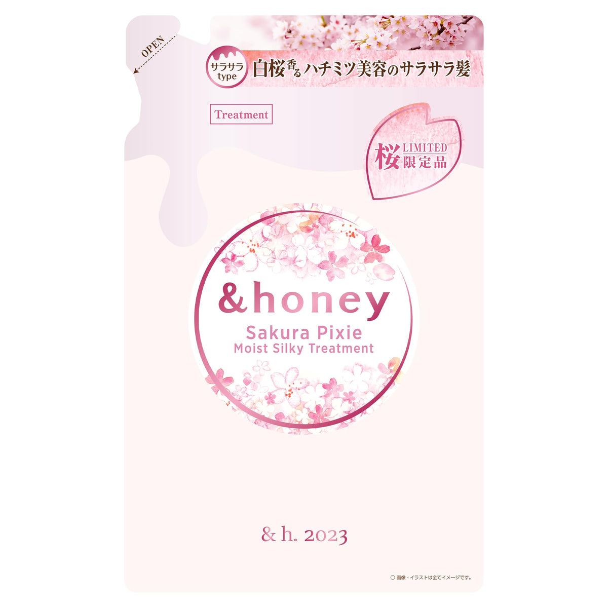 &honey Sakura 2024 Limited Pixie Moist Silky Treatment 2.0 Refill, 350 g, Yaezakura Honey Scent