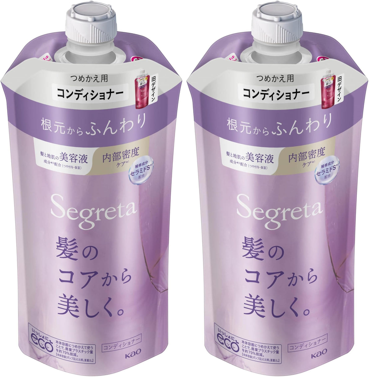 Kao Segreta Root-Fluff Conditioner, Aromatic Rose Scent, 430 mL Pump / 340 mL Refill