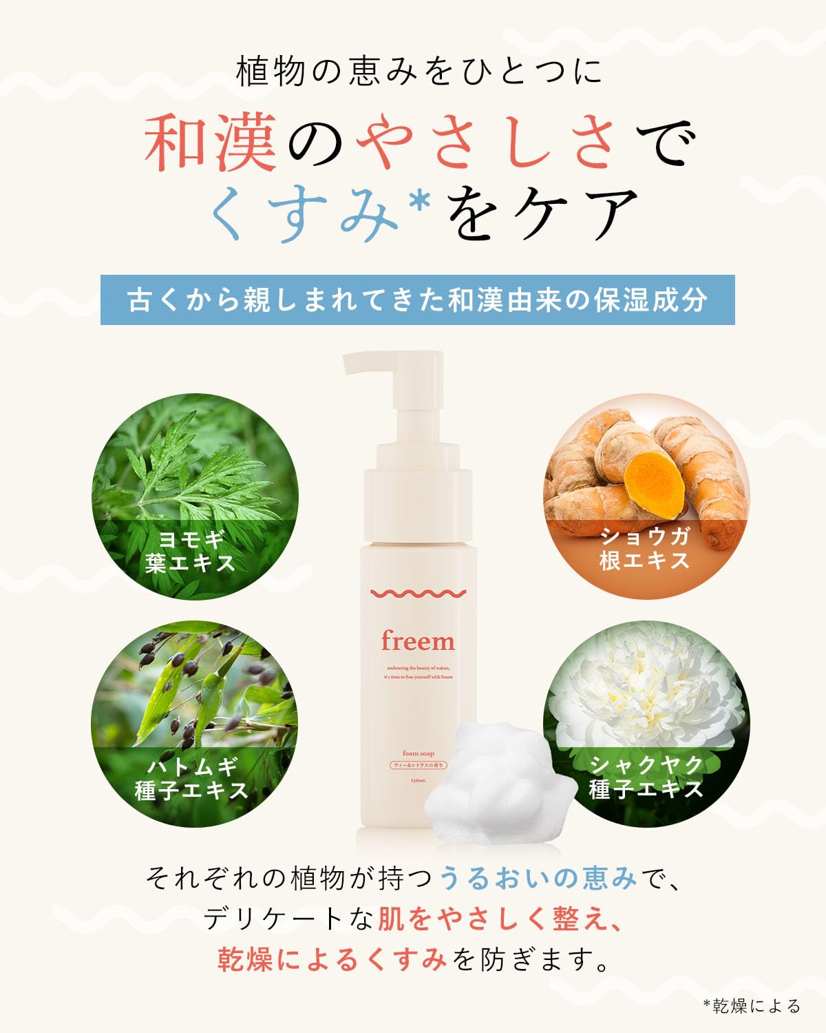 Freem Delicate Zone Foaming Soap, Japanese Herbal & Lactic Acid, Tea & Citrus Scent