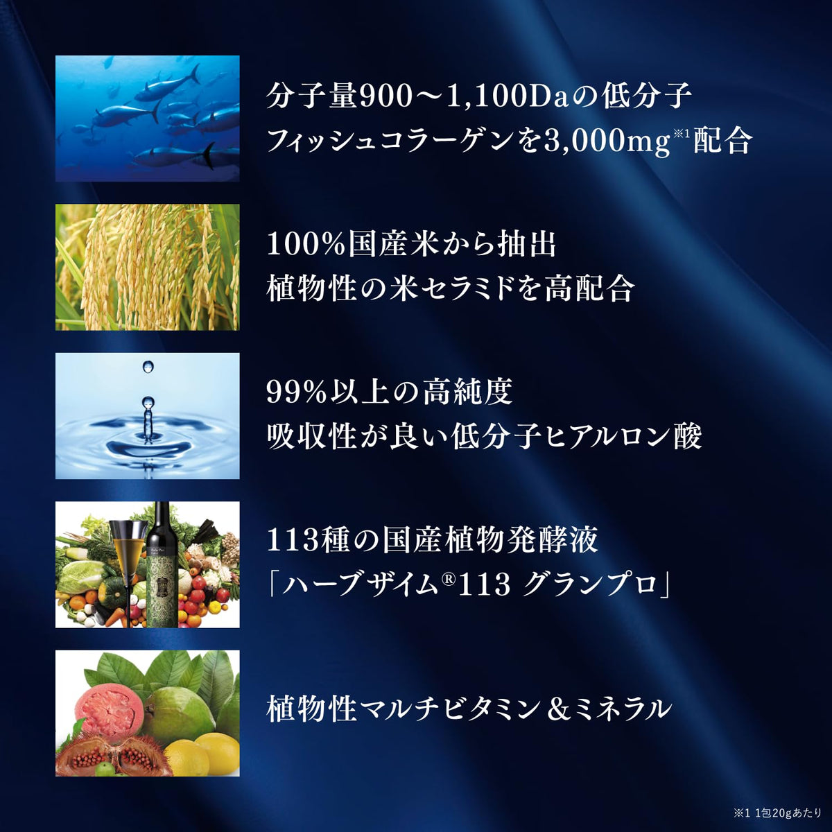 Beauty Jelly Sticks with Salmon Proteoglycan 7,600 mcg, Fish Collagen, Rice Ceramide and Hyaluronic Acid, 30 Sticks of 20 g, Made in Japan