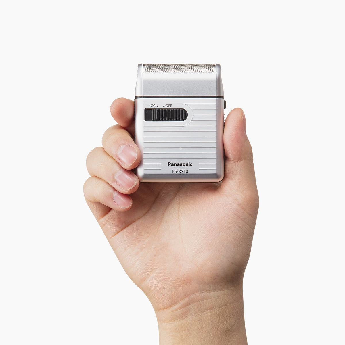 Panasonic Compact Travel Shaver ES-RS10, Single-Foil Reciprocating Battery Shaver with Cap and Cleaning Brush, Silver or Blue, Made in Japan