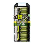 KAI Xfit GA0070 5-Blade Razor for Sensitive Skin, 3D Swivel Head, Value Pack with 2 Holders and 8 Replacement Blades