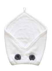 CB Japan Carari Microfibre Hair Turban, Animal Ear Hair Towel Cap for Head Sizes 44 to 68 cm, Panda, Cat, Dog, Polar Bear, Koala or Rabbit