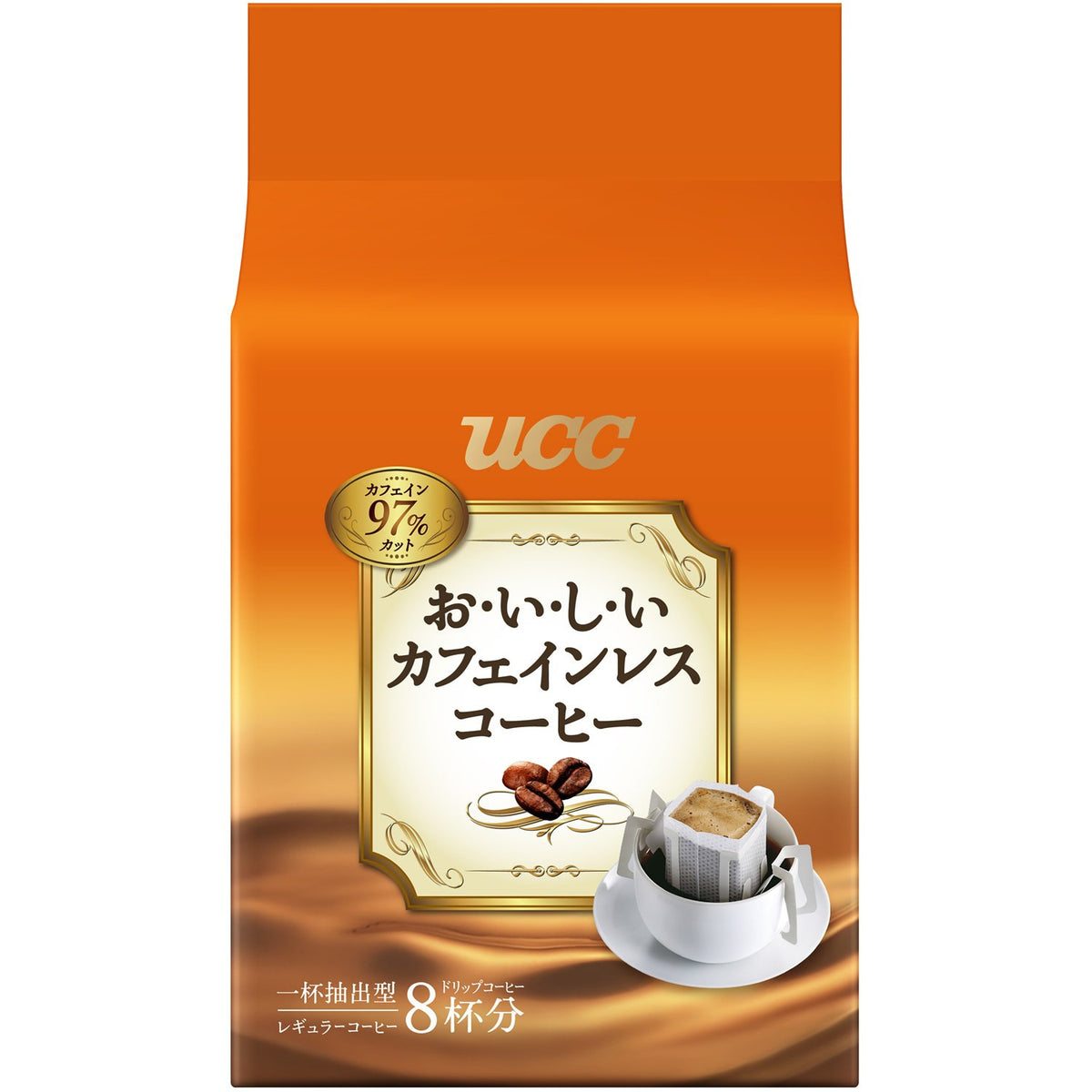 UCC Delicious Caffeine-Less Coffee Drip Bags, 8 Bags Of 7 g, 97% Of The Caffeine Cut, 100% Arabica Beans