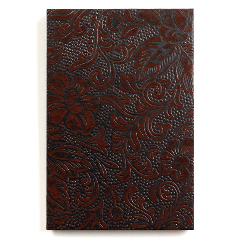 Taniguchi Shodo Goshuin Book URP-M1, Urushi Paper Cover with Embossed Pattern, 24-Fold Accordion Book with Iyo Hosho Paper, 182 x 121 mm and 169 g, Black, Red or Brown