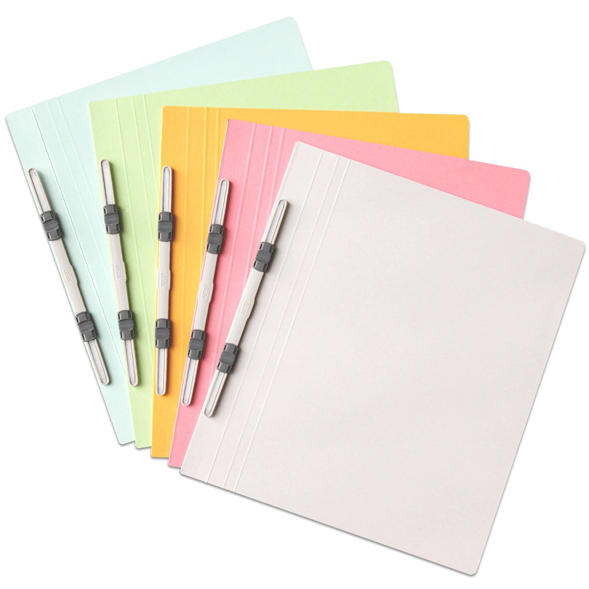 PLUS Flat File A4-S No.025NP, Non-Stitch Paper File with Plastic Fastener for About 180 Sheets, 230 x 18 x 307 mm, 2-Hole 80 mm Pitch, 5 Colours Pack of 5 or 4 Sets