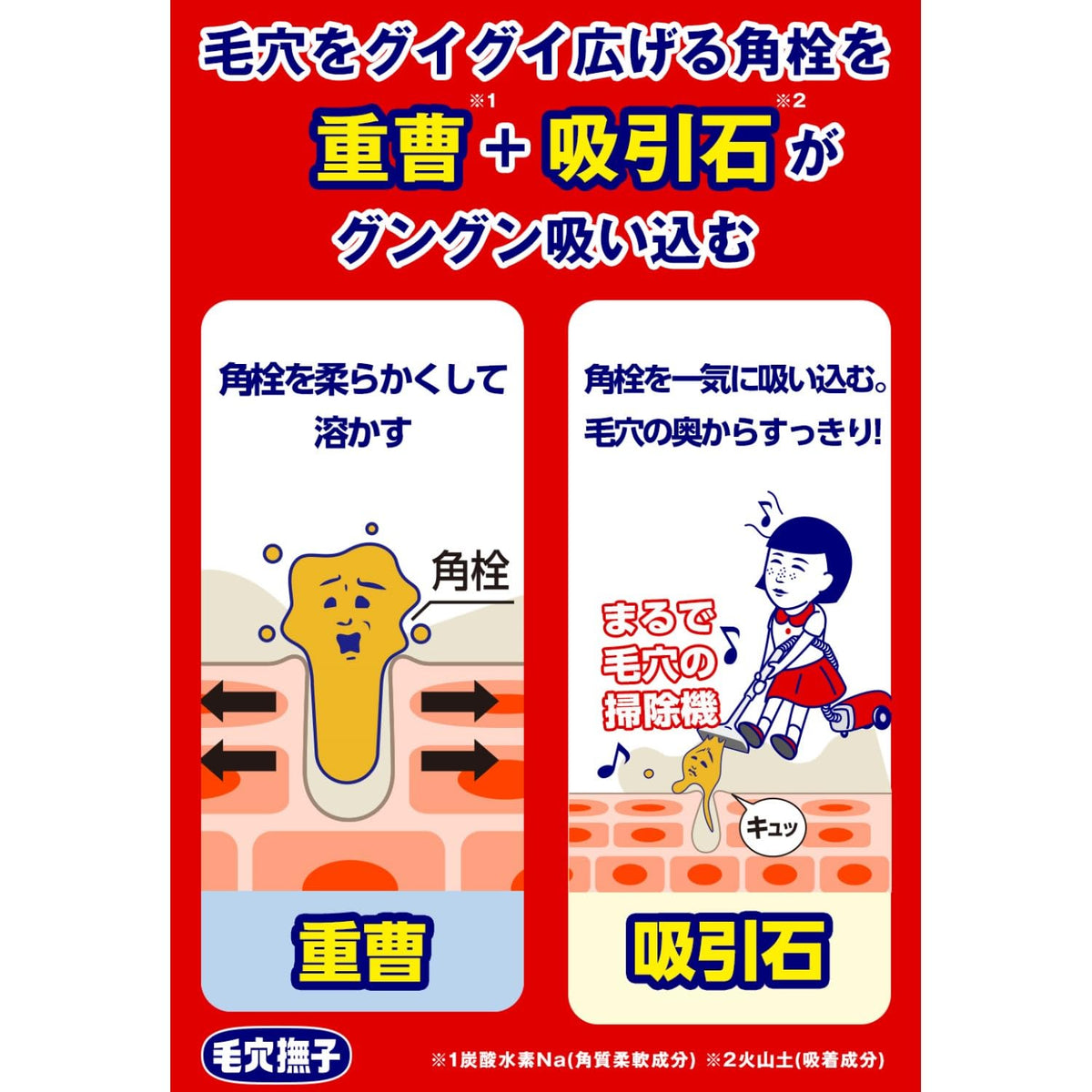 Keana Nadeshiko Baking Soda Nose Smoothing Cream Pack, Wipe-Off Pore Pack for Blackheads, 15 g Tube