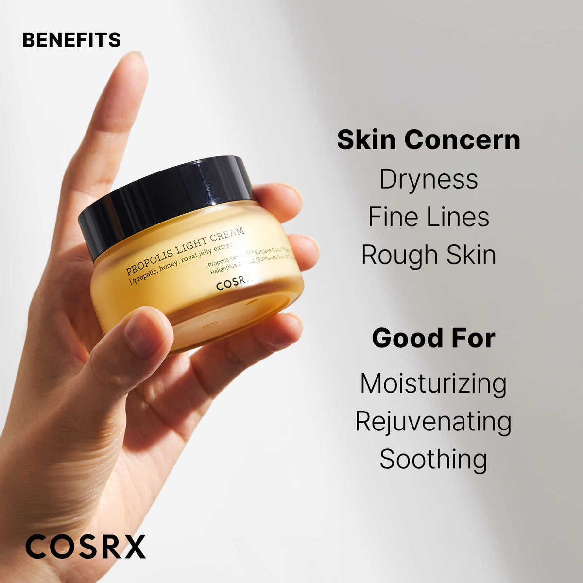 COSRX Full Fit Propolis Light Cream, 64.5% Propolis Extract Non-Sticky Gel Moisturising Face Cream, 65 mL