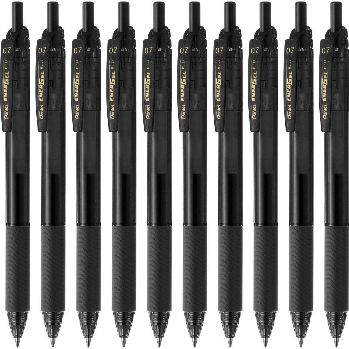 Pentel EnerGel S Gel Ink Ballpoint Pen, Retractable with Recycled PP Barrel and Elastomer Grip, 0.3, 0.5, 0.7 or 1.0 mm, Black, Red or Blue, Pack of 10 Pens