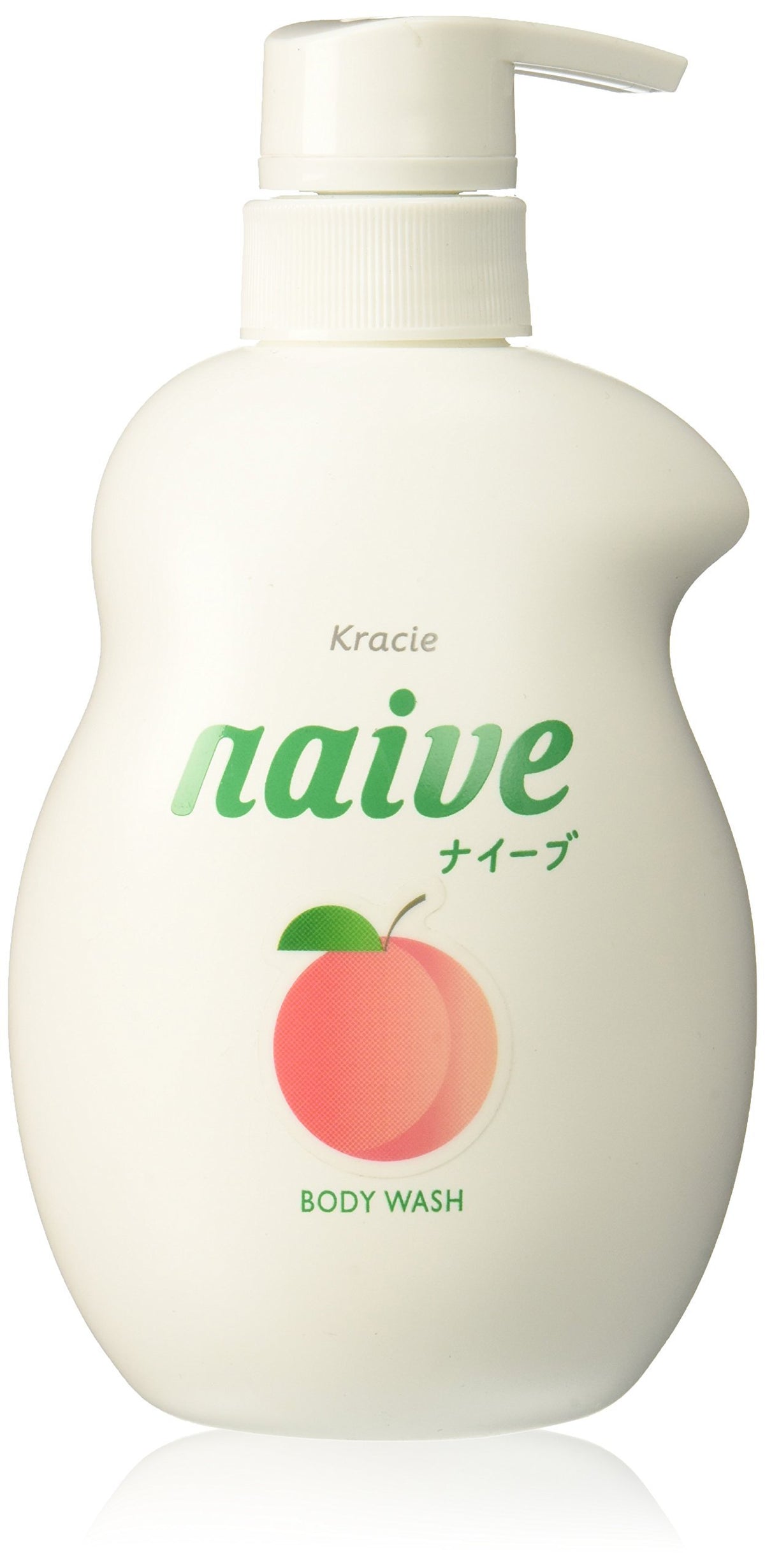 Kracie Naive Body Wash with Peach Leaf Extract, Peach Scent Pump Bottle, 550 mL