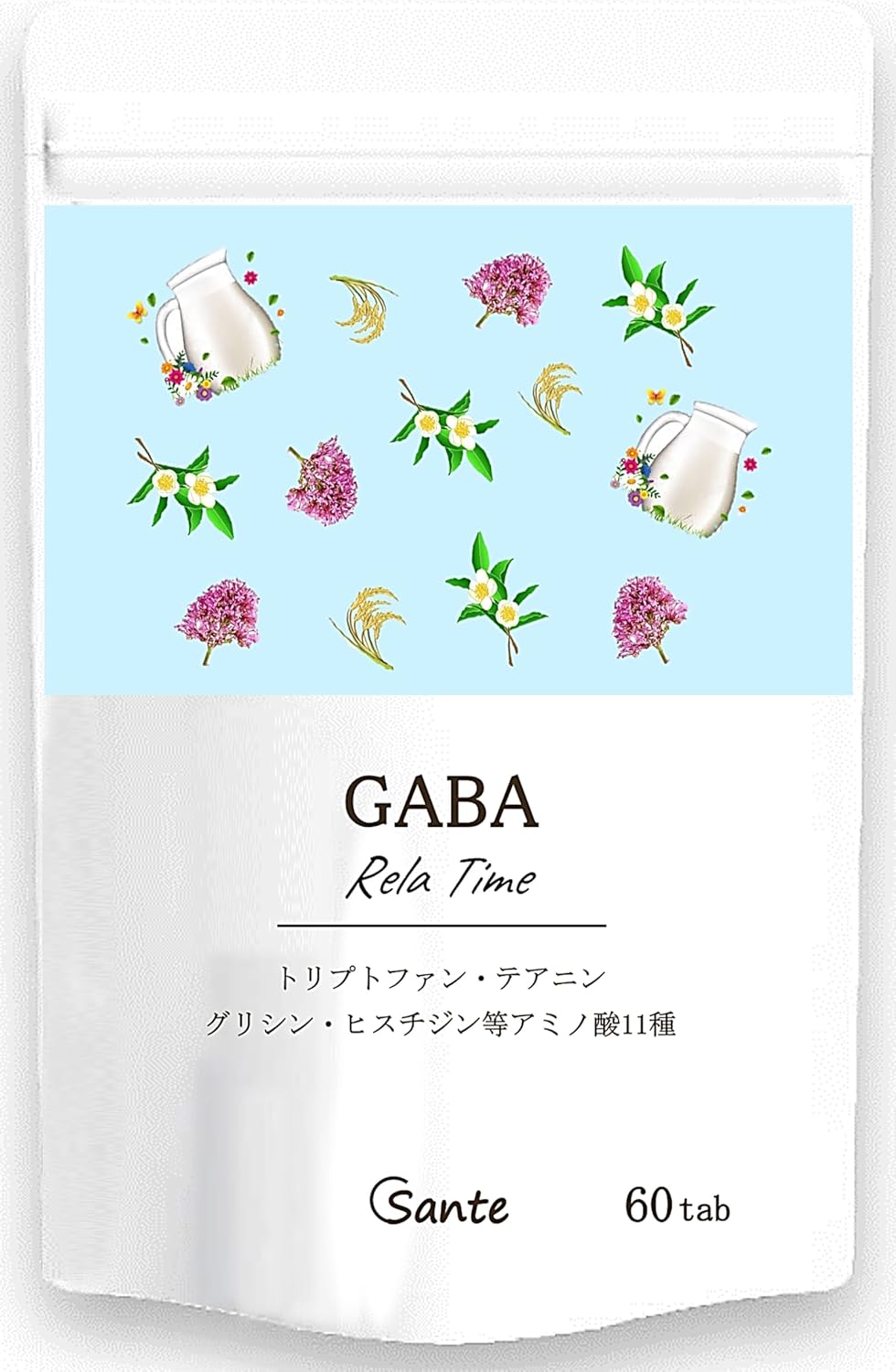 Nippon Sante Relaxing Time Supplement, Made in Japan, Additive-Free, Tryptophan, Gaba, Glycine, 11 Types, 60 Tablets