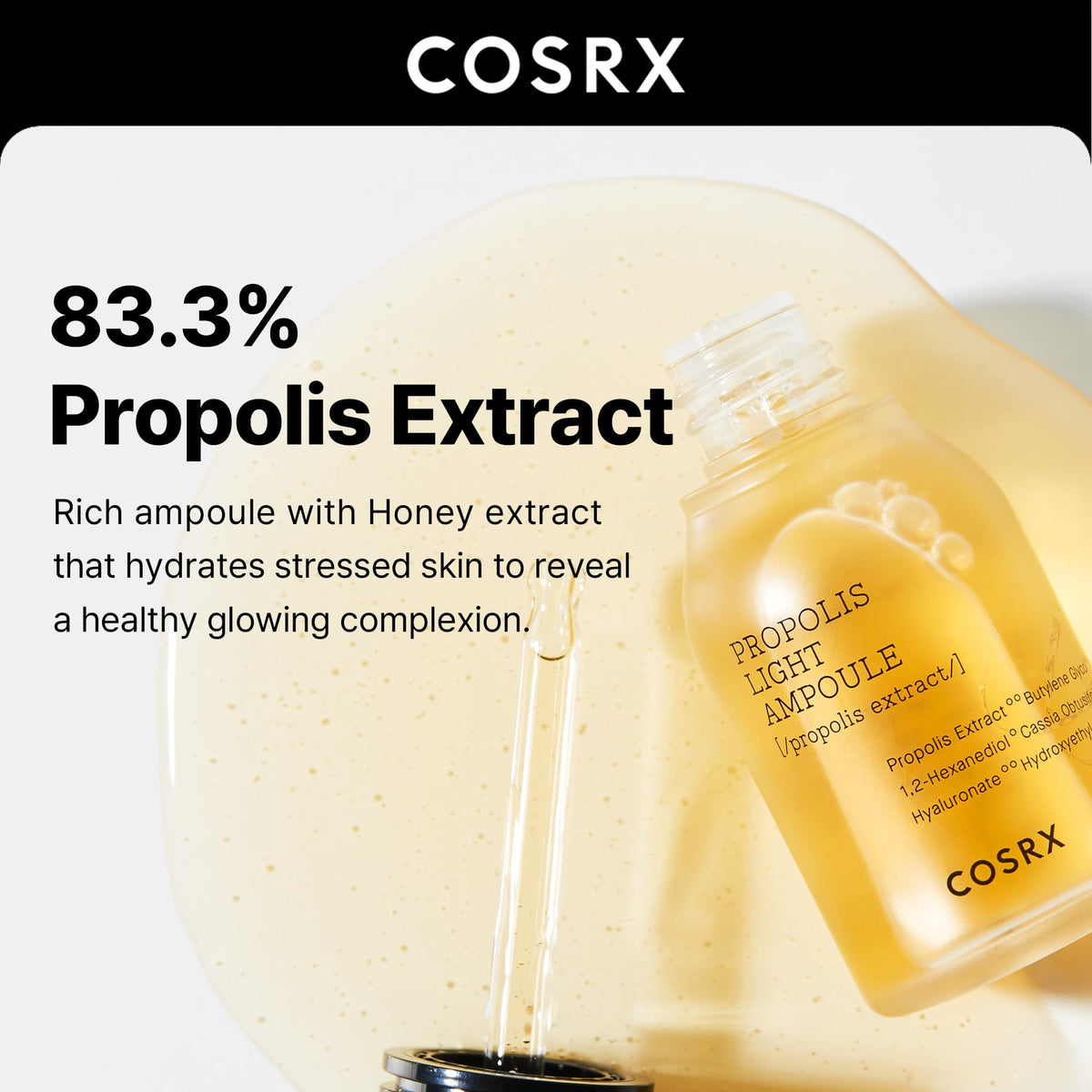 COSRX Full Fit Propolis Light Ampoule, Hydrating Honey Glow Serum with 83.3% Propolis Extract, 30 mL