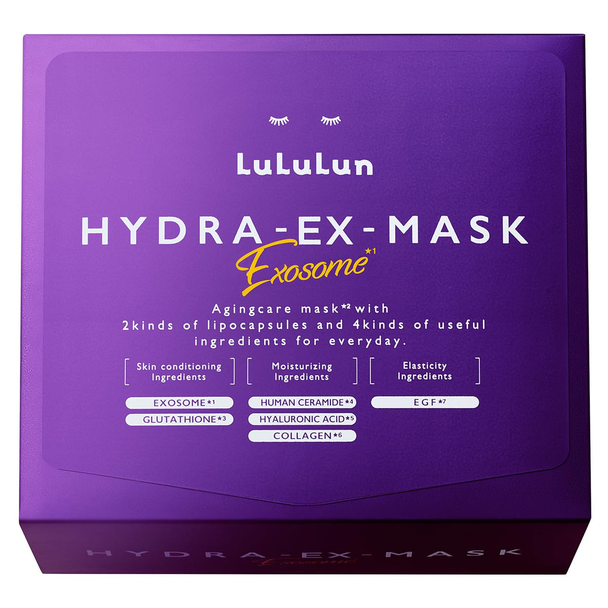Lululun Hydra EX Mask Exosome Sheet Face Mask, Moisturising Daily Aging-Care Mask with Glutathione and Ceramide, 28 Sheets, Fragrance-Free, Made in Japan