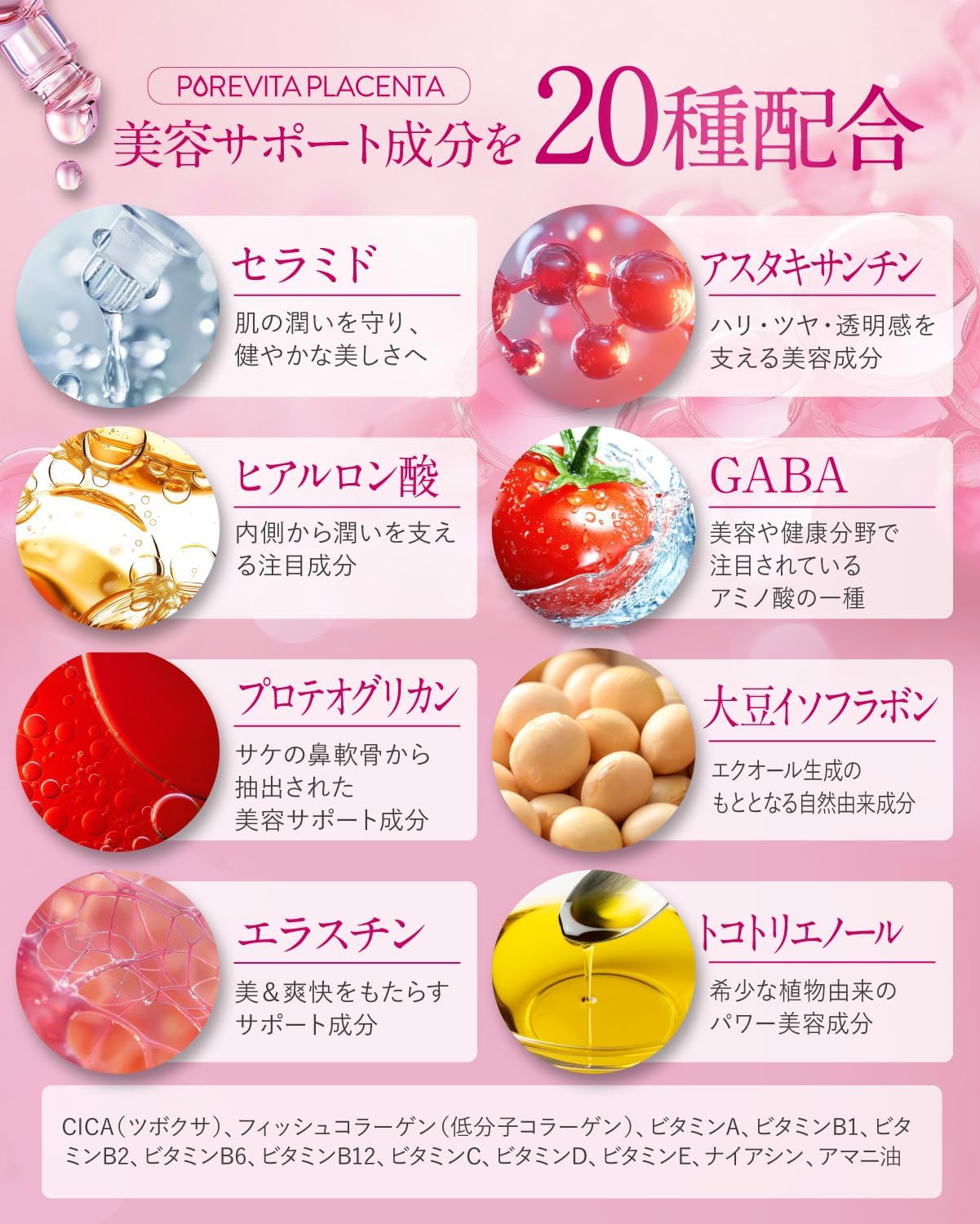 Pure Vitaprasenta (50x Concentrated Placenta 10,000 mg) Luxurious Formulation: Pure Vitaprasenta, Placenta, Collagen, CICA, 30 Day Supply, Ultra-Low Molecular Collagen, Hyaluronic Acid, Ceramide