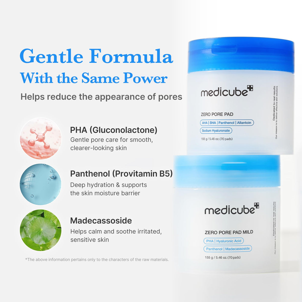 medicube Zero Pore Pad Mild 2.0, PHA and Hyaluronic Acid Toner Pads for Delicate Skin, 70 Pads