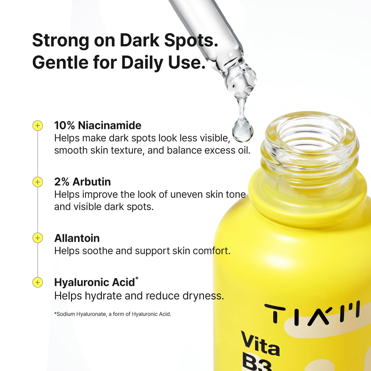 TIA'M Vita B3 Source, 10% Niacinamide and 2% Arbutin Brightening Serum for Pores, Sebum and Dullness, 40 mL
