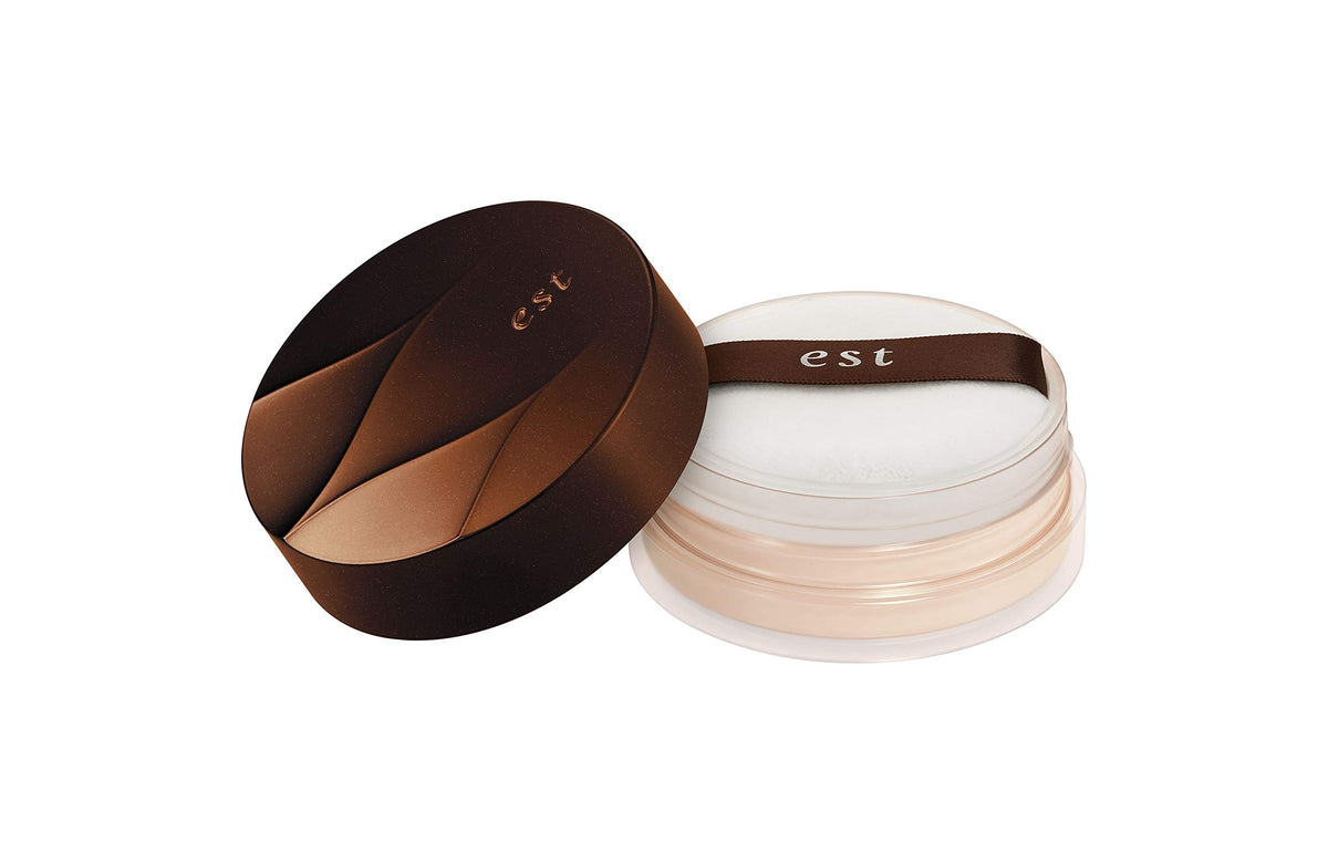 est Long-Lasting Loose Powder, Lightweight Face Powder with Puff and Ribbon Jar, Lucent or Pearl, 15 g