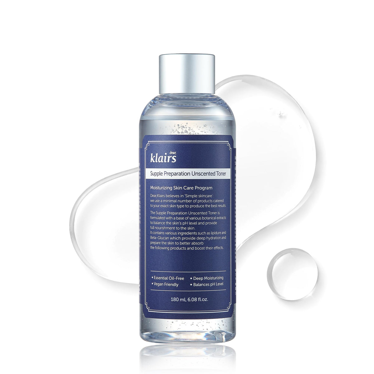 Klairs Supple Preparation Facial Toner, Hydrating Hyaluronic Acid and CICA Toner for Sensitive Skin, Scented or Unscented, 180 mL