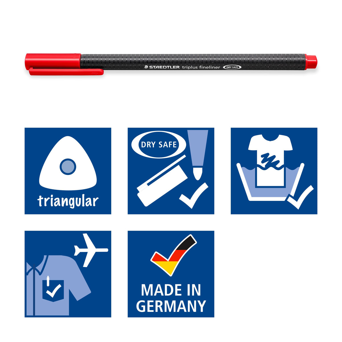 STAEDTLER Triplus Fineliner 334 Water-Based Pens, 0.3 mm Triangular Grip, Dry-Safe Ink, Sets of 4 x 2, 6 Pastel, 10 or 60 Colours, Made in Germany
