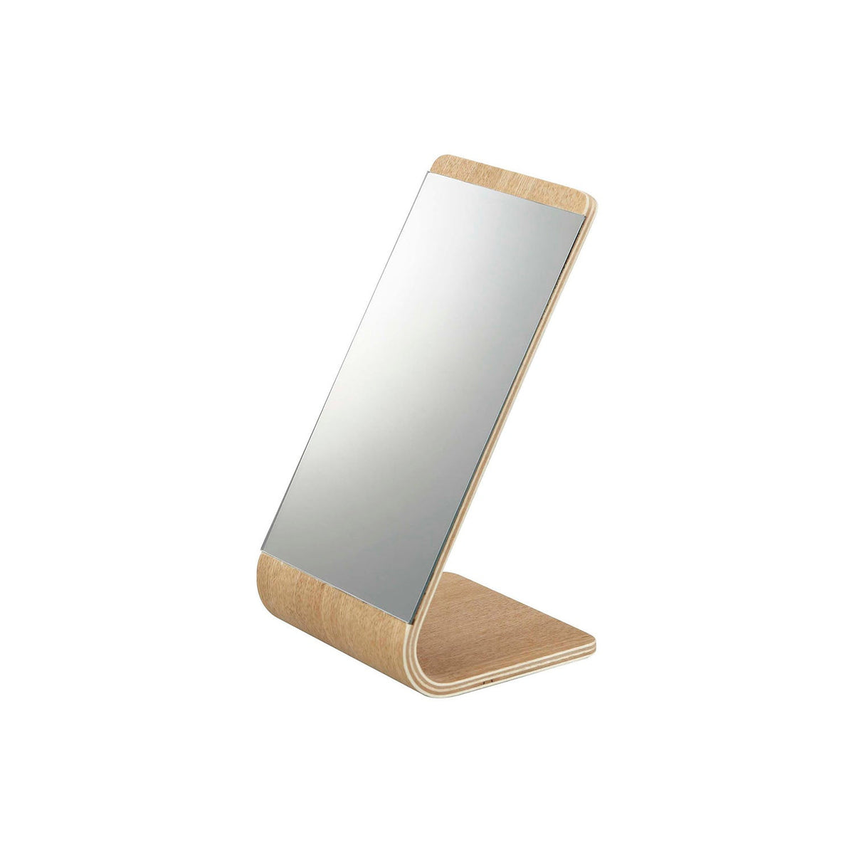 Yamazaki Rin Stand Mirror, Small Natural Wood Stand Mirror for a Last Look in the Entry Before You Go Out, 3 mm Glass, 23.3 cm Tall, 13 x 12 x 23.3 cm and 350 g, Natural