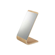 Yamazaki Rin Stand Mirror, Small Natural Wood Stand Mirror for a Last Look in the Entry Before You Go Out, 3 mm Glass, 23.3 cm Tall, 13 x 12 x 23.3 cm and 350 g, Natural