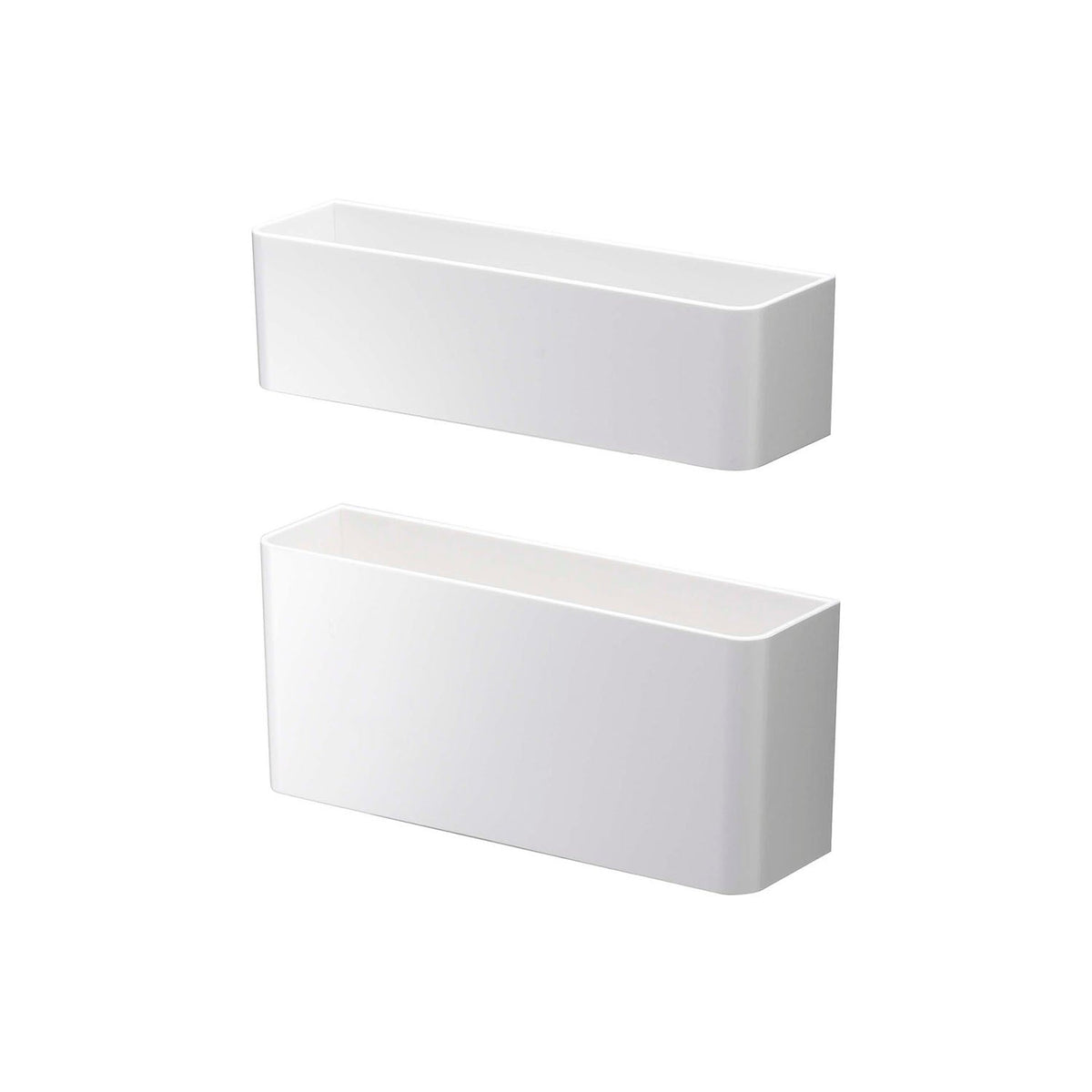 Yamazaki Smart Magnetic Umbrella Stand with Two Holders, Two-Part Magnetic Stand That Holds 4 Long and 4 Folding Umbrellas on a Steel Door, Set the Holders to the Umbrella Length, Holds 2 kg, 18.8 x 5 x 5 cm and 18.5 x 5 x 8 cm and 300 g, White or Black
