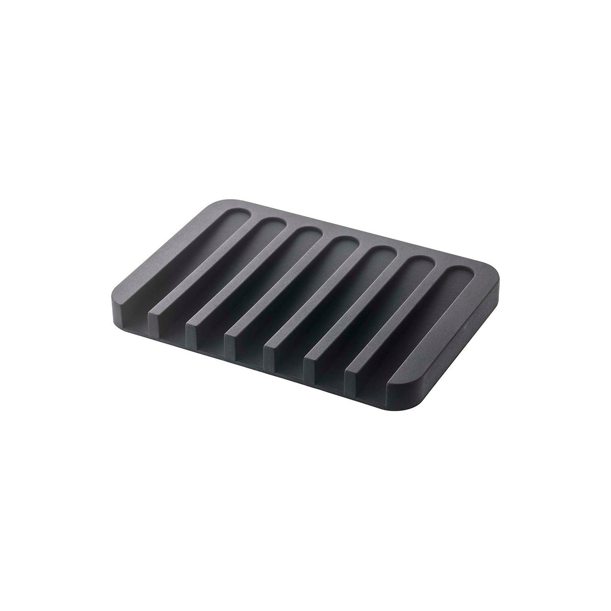 Yamazaki Flow Silicone Soap Tray, Silicone Soap Tray With Slanted Slits That Let Water Run Off So the Soap Drains, 50 g, Heat Safe to 200 C, 11.5 x 8 x 1 cm and 50 g, White or Black