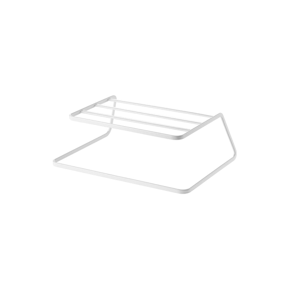 Yamazaki Tower Dish Storage Stand, Two-Tier Steel Stand That Splits Plates of 15 to 26 cm Into Upper and Lower Levels, Holds 6 to 8 Per Tier, Holds 1.5 kg, 26.5 x 19.5 x 8.7 cm and 330 g, White
