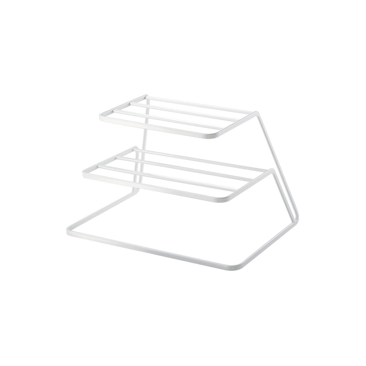 Yamazaki Tower Three-Tier Dish Storage Stand, Three-Tier Steel Stand That Splits Plates of 15 to 26 cm Into Three Levels, Holds 6 to 8 Per Tier, 1.5 kg Per Tier, 26.5 x 19.5 x 16.5 cm and 510 g, White or Black