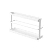 Yamazaki Tower Two-Way Balcony Slipper Rack with Tray, Slim Rack for Balcony Slippers that Sticks to a Window with Film Hooks or Stands on the Floor, 25 x 6.5 x 15 cm without the film hooks and 450 g, White or Black