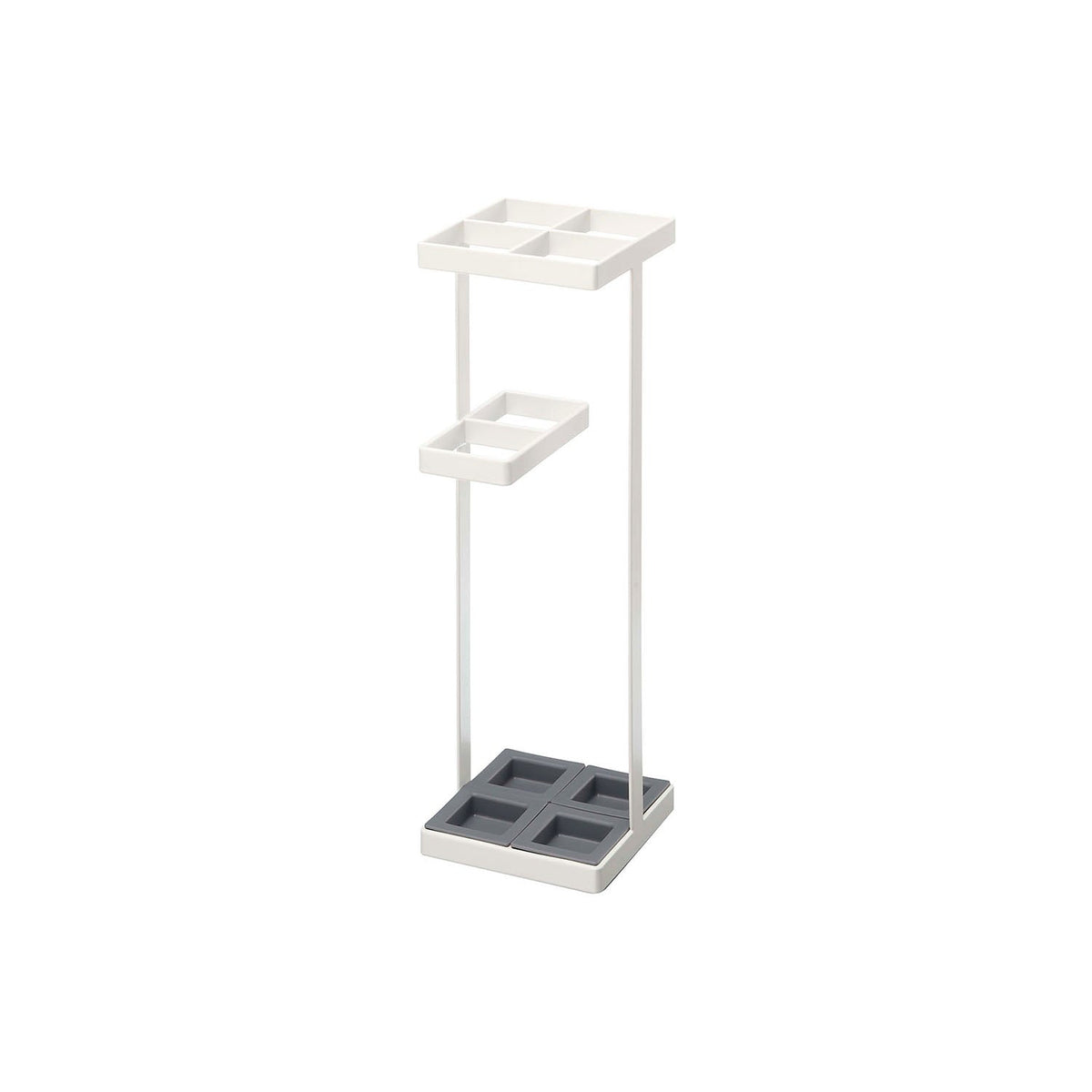 Yamazaki Tower Compact Square Umbrella Stand for Four Umbrellas, Compact Square Steel Umbrella Stand for Four Umbrellas with a Divided Top and a Drip Tray, 11 x 11 x 36 cm and 720 g, White or Black