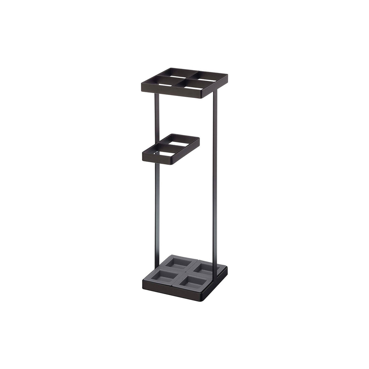 Yamazaki Tower Compact Square Umbrella Stand for Four Umbrellas, Compact Square Steel Umbrella Stand for Four Umbrellas with a Divided Top and a Drip Tray, 11 x 11 x 36 cm and 720 g, White or Black