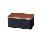 Yamazaki Rin Wet Wipe Case with Wood Lid, Small Steel Case with a Wood Lid and Silicone Seal that Keeps Wet Wipes from Drying Out, 17 x 10 x 7.5 cm and 440 g, Brown or Natural