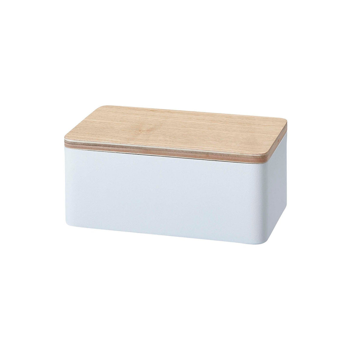 Yamazaki Rin Wet Wipe Case with Wood Lid, Small Steel Case with a Wood Lid and Silicone Seal that Keeps Wet Wipes from Drying Out, 17 x 10 x 7.5 cm and 440 g, Brown or Natural