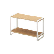 Yamazaki Tosca Compact Two-Tier Kitchen Rack, Compact Two-Tier Steel and Wood Rack for Kitchen Seasonings, 2 kg per Shelf, 33 x 12 x 19 cm and 820 g, White