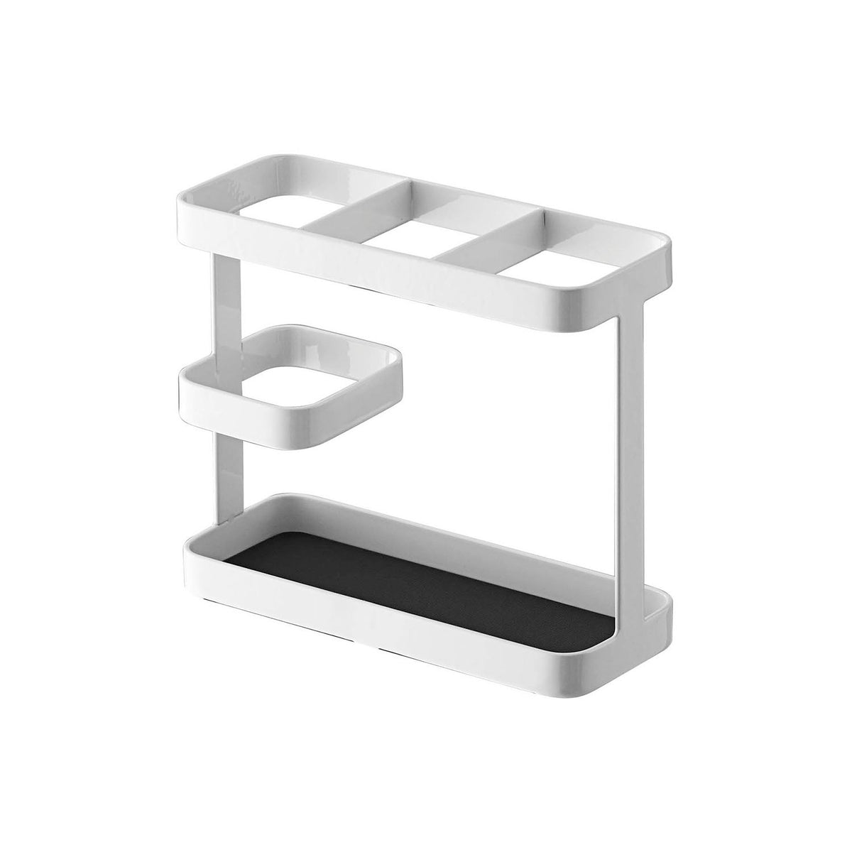 Yamazaki Tower Wide Kitchen Tool Stand, Slim Wide Steel Stand with Two-Level Dividers for Ladles, Spatulas and Short Kitchen Tools, 17 x 6.7 x 14.5 cm and 460 g, White