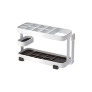 Yamazaki Tower Wide Toothbrush Stand, Wide Steel Stand with Fine Dividers for Toothbrushes, Interdental Brushes and Toothpaste, 14.5 x 5 x 8 cm and 310 g, White or Black