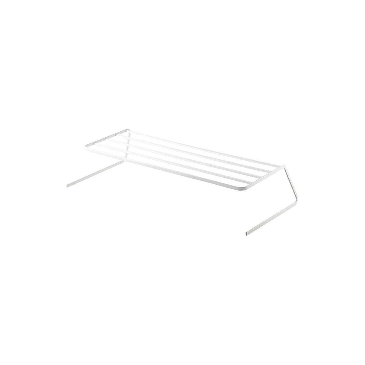 Yamazaki Tower Wide Dish Storage Stand, Wide 45 cm Two-Tier Steel Stand That Splits Plates of 15 to 26 cm Into Two Levels, Holds 6 to 12 Per Tier, Also Hangs a Wrap Box, Holds 2 kg, 45 x 19.5 x 8.5 cm and 460 g, White or Black