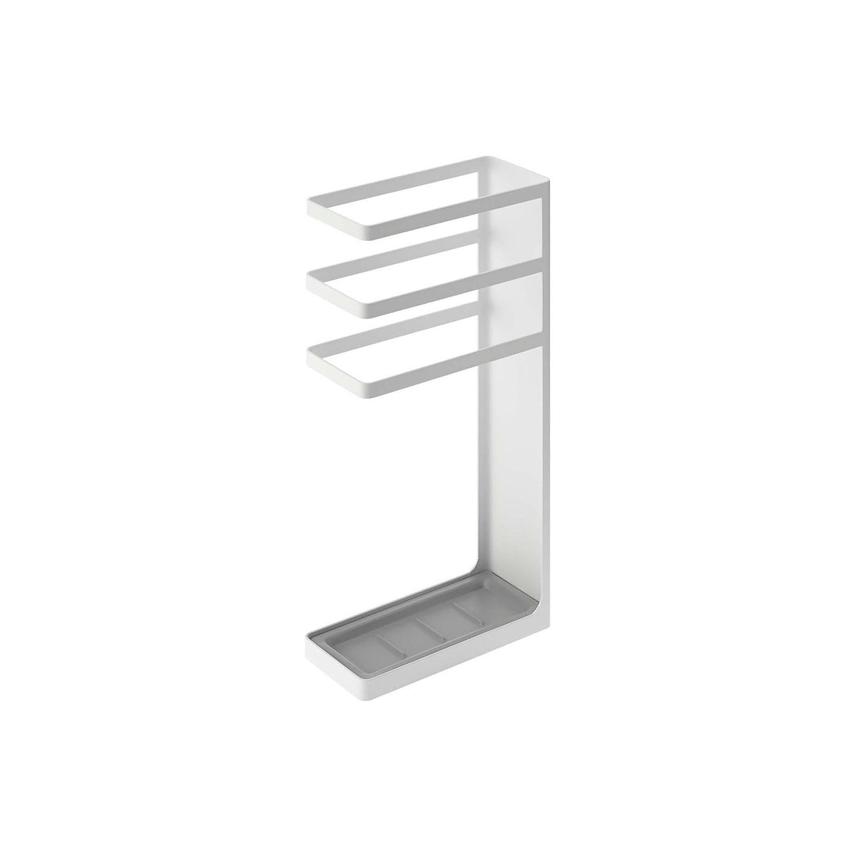 Yamazaki Layer Slim Umbrella Stand, Slim 45 cm Steel Umbrella Stand With an Airy Open Design That Holds 6 Umbrellas and Has a Removable Tray, 23 cm Wide, 23 x 10.5 x 45 cm and 2000 g, White or Black