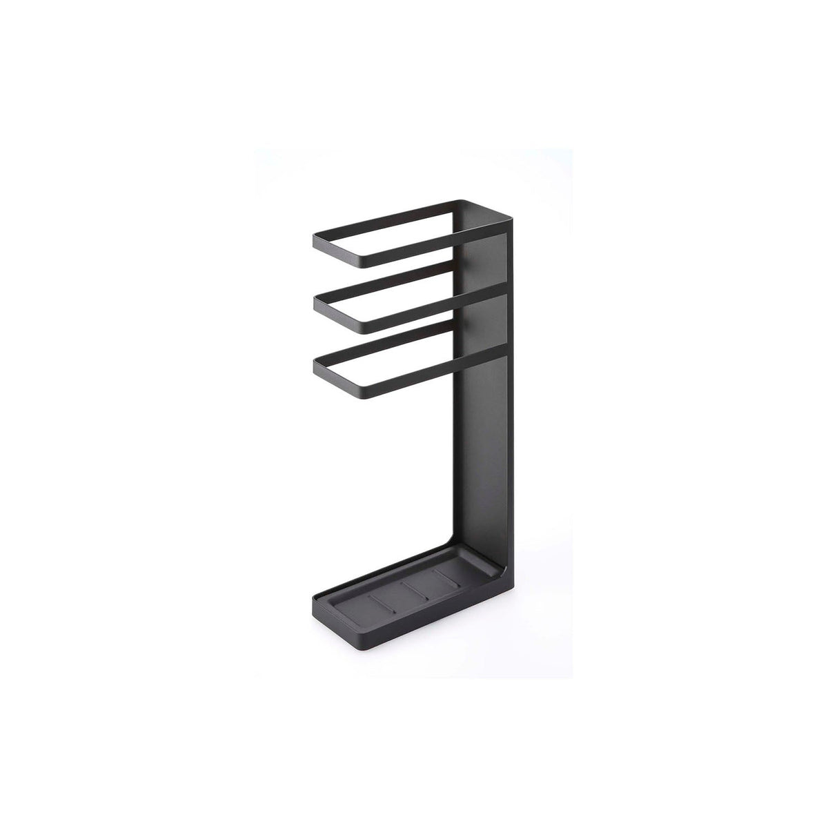 Yamazaki Layer Slim Umbrella Stand, Slim 45 cm Steel Umbrella Stand With an Airy Open Design That Holds 6 Umbrellas and Has a Removable Tray, 23 cm Wide, 23 x 10.5 x 45 cm and 2000 g, White or Black