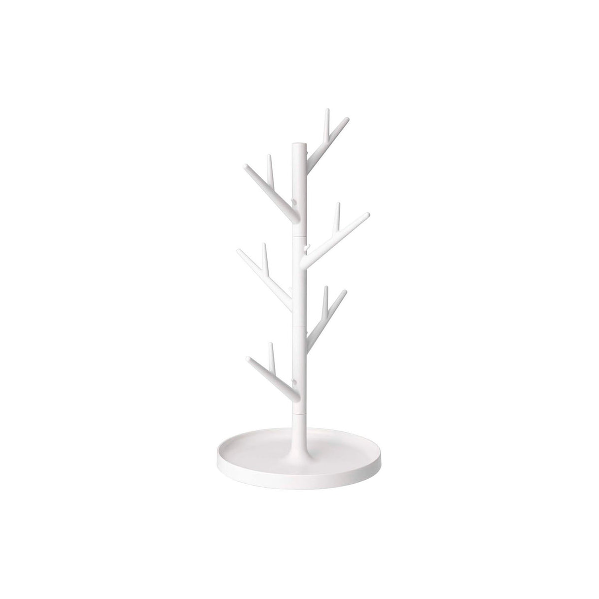 Yamazaki Branch Glass Stand, Branch-Shaped Stand With a Water Tray That Dries Glasses Upside Down, Mugs Can Hang On It Too, Easy Assembly, Holds 500 g Per Hook, 16 x 16 x 34 cm and 140 g, White
