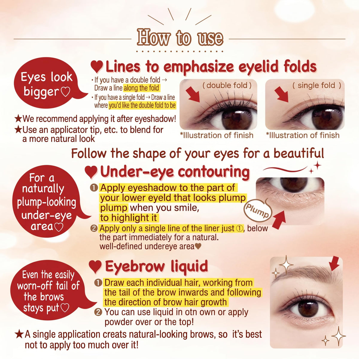 Canmake 3-Way Slim Shade Liner, Fine-Brush Liquid Liner for Double Eyelid Lines, Under-Eye Shadow and Eyebrow Hairs, Waterproof, 0.72 mL