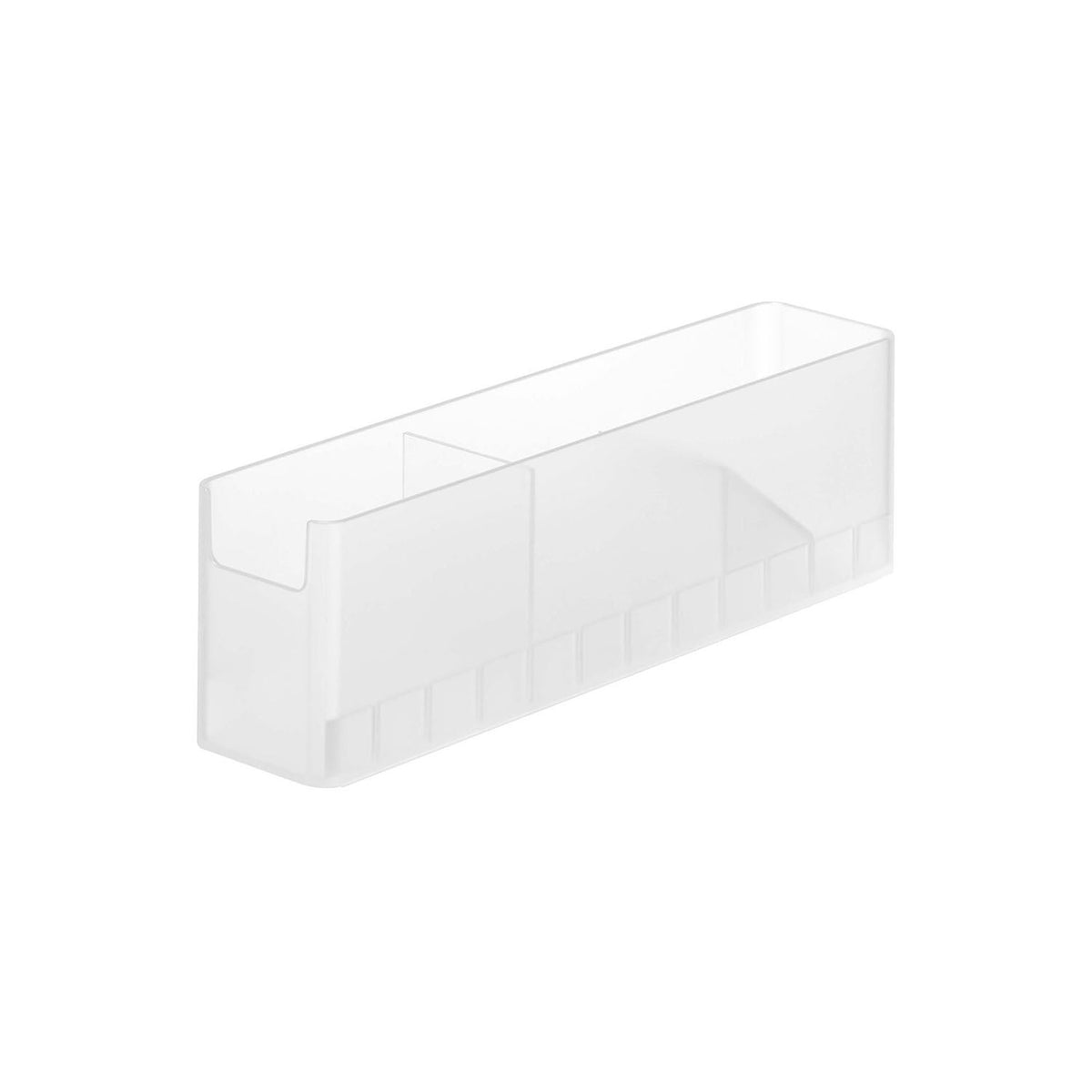 Yamazaki Tower Slim Fridge Condiment Rack, Slim Long Rack That Stands Condiment Tubes in a Row on a Refrigerator Shelf, Frees Door Pocket Space for Drinks, Slanted Divider Keeps Height Low, 6.5 x 30 x 9.2 cm and 350 g, White