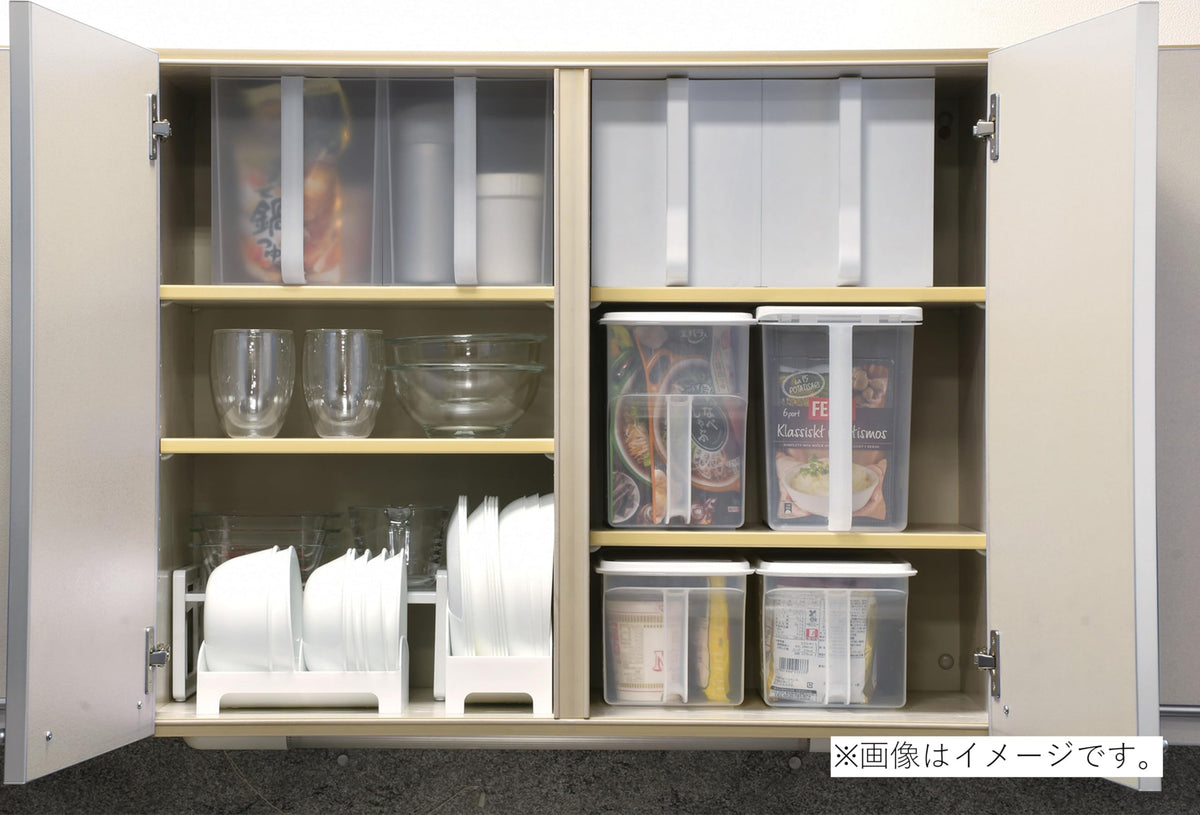 Pearl Metal Cabistar Hanging Cabinet Stocker 7.2 L, Stackable Open Polypropylene Bin with Handle for Cupboards, 18 x 31.5 x 22 cm, 0.488 kg, Clear or White, Made in Japan