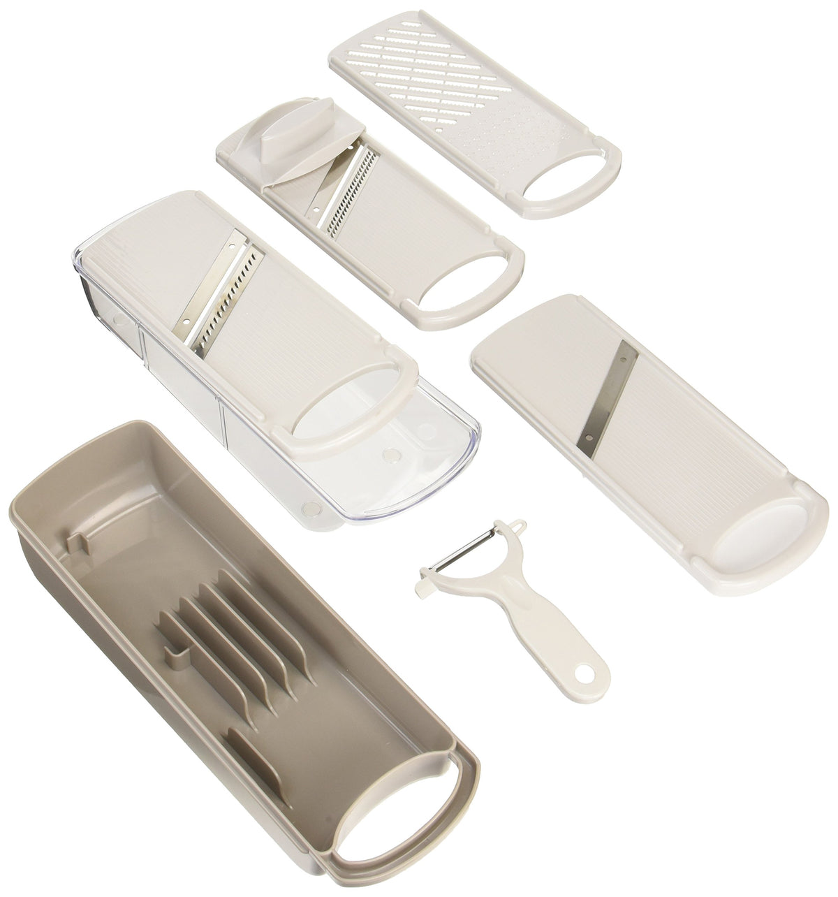 KAI Delico Cooking Tool Set DZ-0746, Six-Piece Vegetable Slicer, Julienne Cutter, Grater and Peeler with Storage Case