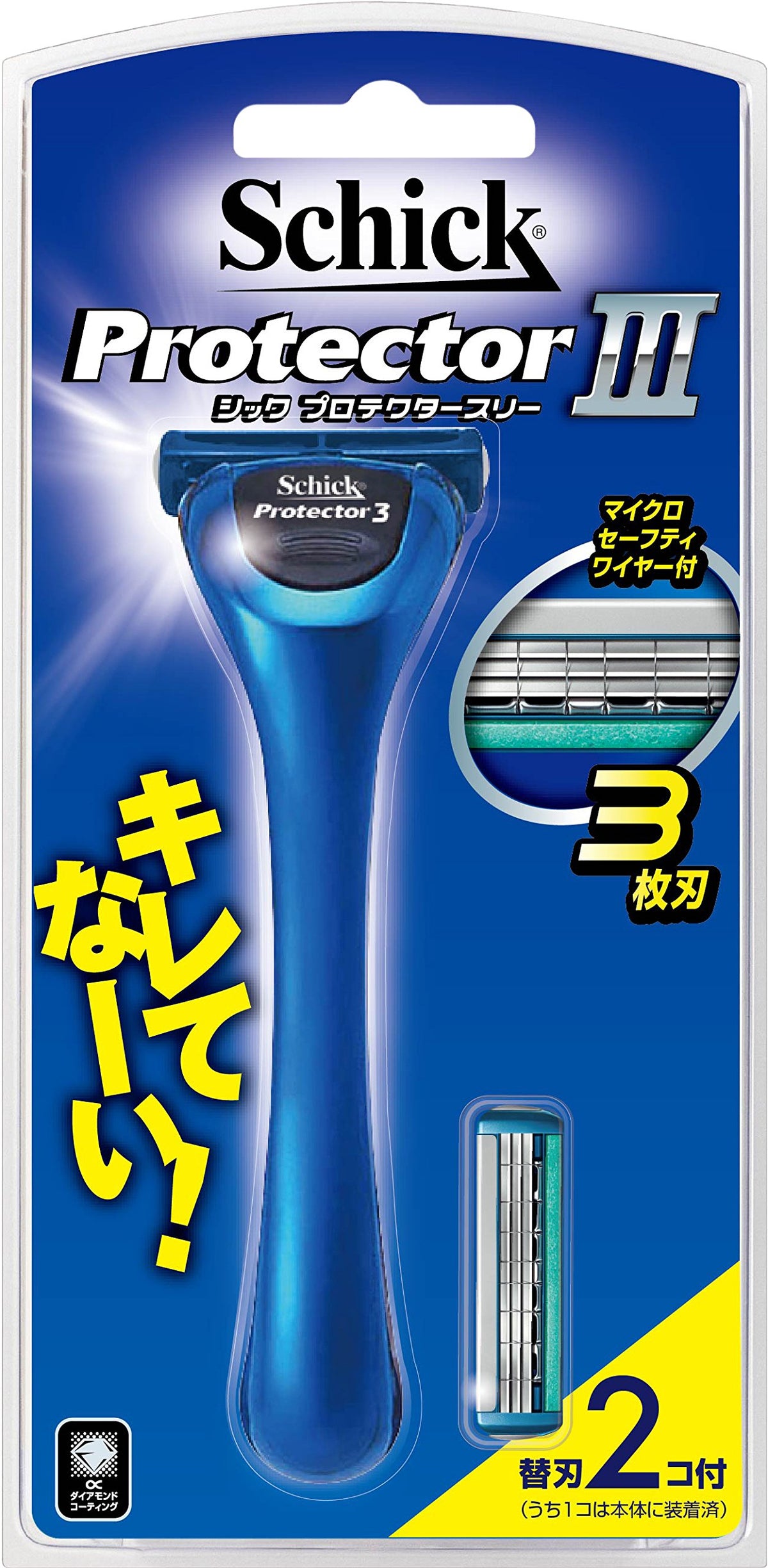 Schick Protector 3 Razor with 3-Blade Cartridge and Spare, Micro Safety Wire Razor with Aloe and Vitamin E Aqua Glide and Water-Through Structure