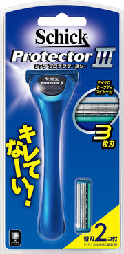 Schick Protector 3 Razor with 3-Blade Cartridge and Spare, Micro Safety Wire Razor with Aloe and Vitamin E Aqua Glide and Water-Through Structure