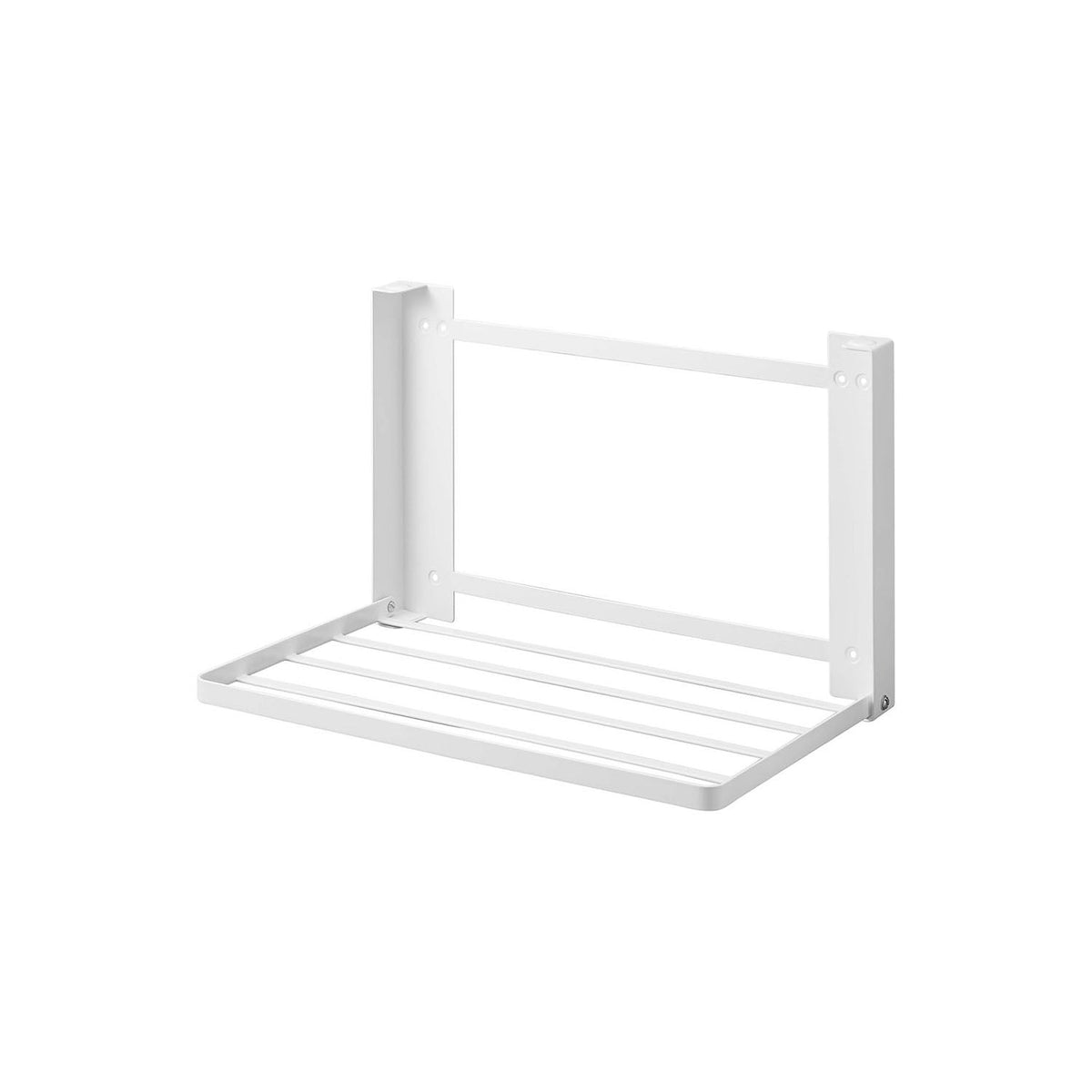 Yamazaki Tower Wall-Mounted Folding Shelf for Plasterboard Walls, Wall Folding Shelf Fixed with Pins or Screws for Towels and Clothes After Bathing, Folds to 4 cm, In use 41 x 26 x 25.5 cm; folded 41 x 4 x 25.5 cm and 1150 g, White or Black