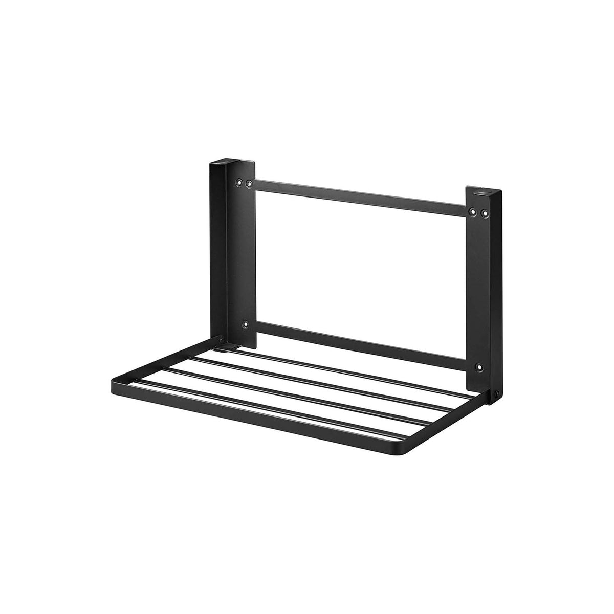 Yamazaki Tower Wall-Mounted Folding Shelf for Plasterboard Walls, Wall Folding Shelf Fixed with Pins or Screws for Towels and Clothes After Bathing, Folds to 4 cm, In use 41 x 26 x 25.5 cm; folded 41 x 4 x 25.5 cm and 1150 g, White or Black