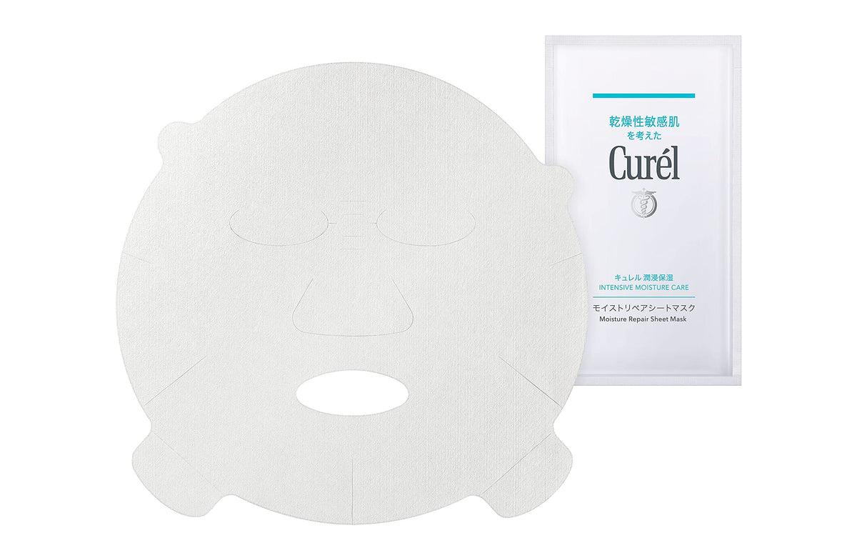 Curél Intensive Moisture Care Moisture Repair Sheet Mask, Quasi-Drug Ceramide Care Face Sheet Mask for Dry Sensitive Skin, 4 or 10 Sheets